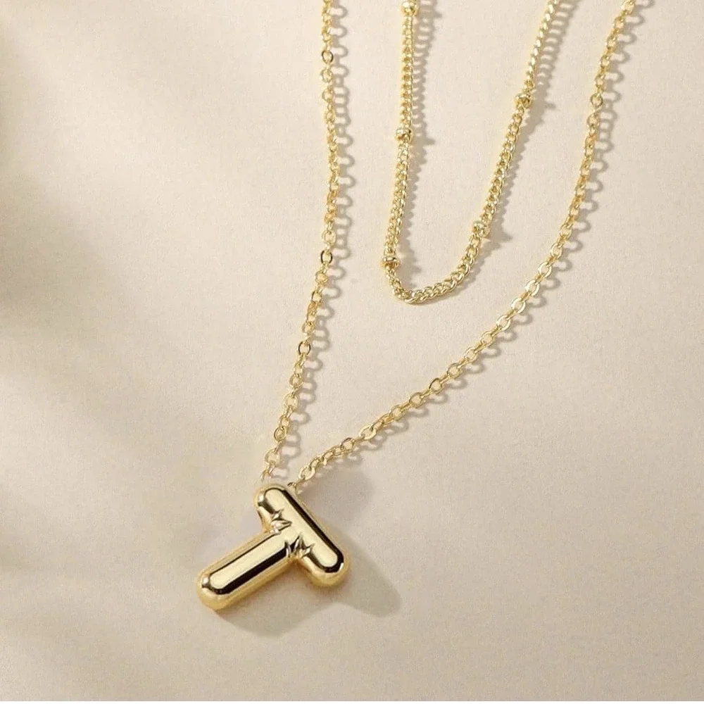 Gold Initial Necklaces Gift For Gilr Womens With Letters T jewelry Birthday Gift